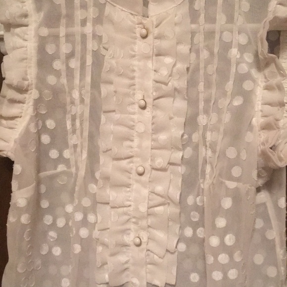 Sheer Button up polkadot Tank top blouse - Picture 2 of 8